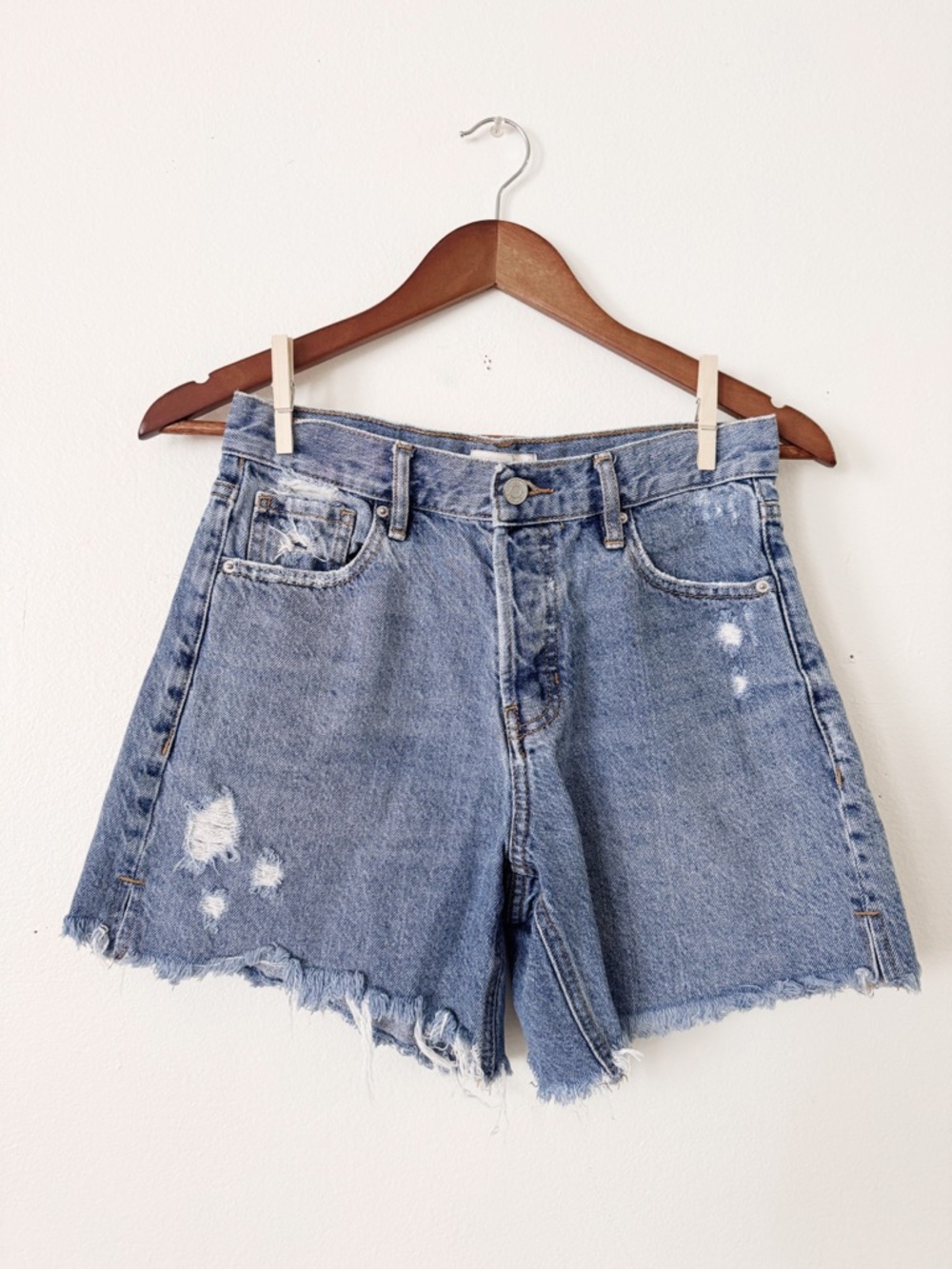 PacSun Light Blue Distressed High-Rise Denim Shorts size 24